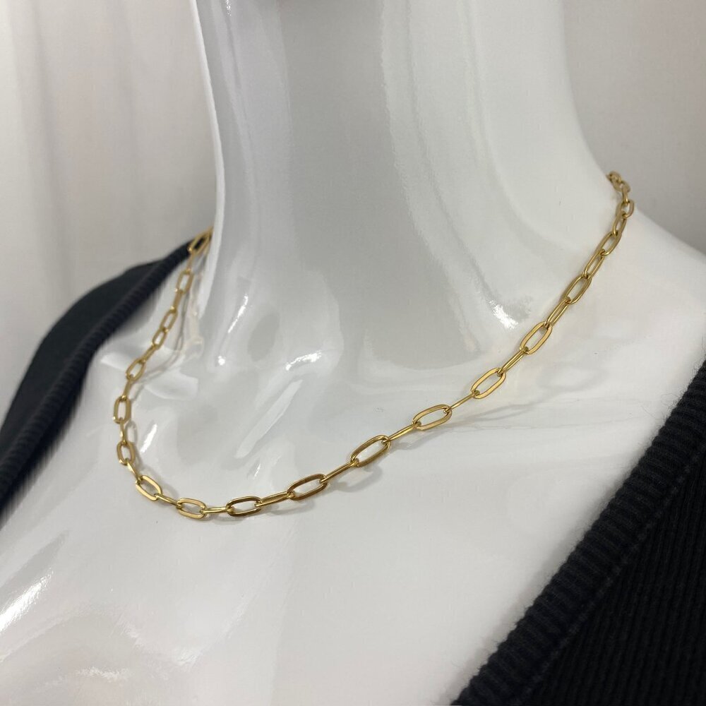 Paperclip Necklace Gold Plated Stainless Steel - Picture 7 of 9